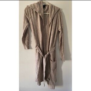 AS by DF Soledad Long Belted Oatmeal Beige Cardigan Cozy Minimalist Small
